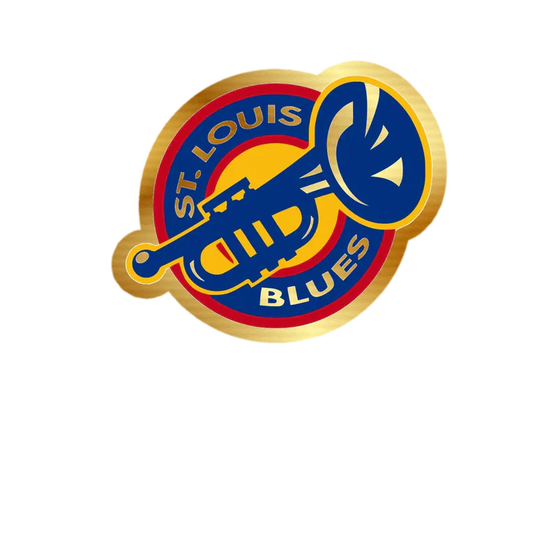 St Louis Blues Full - Circle With Horn - Color Gold Chrome Vinyl Sticker - Custom Size