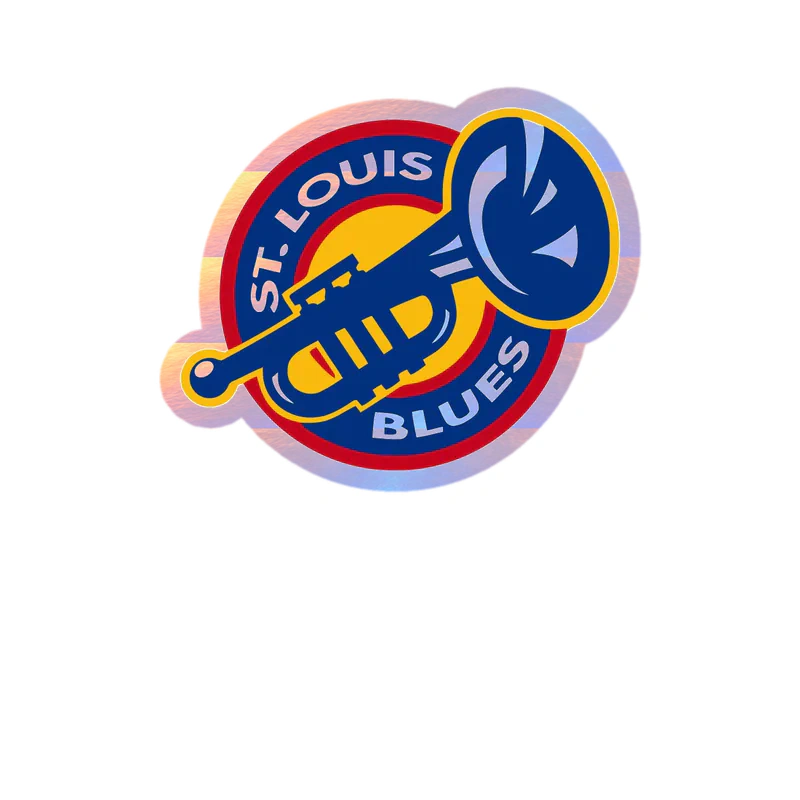 St Louis Blues Full - Circle With Horn - Color Holographic Vinyl Sticker - Custom Size