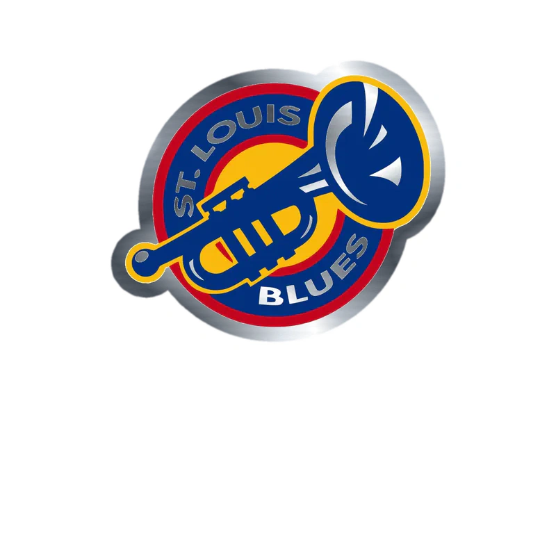 St Louis Blues Full - Circle With Horn - Color Silver Chrome Vinyl Sticker - Custom Size