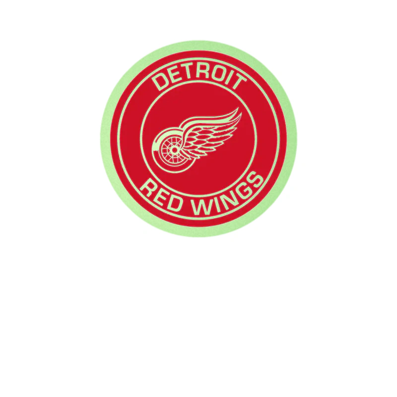 Detroit Red Wings - Circle With Name - Glow in the Dark Vinyl Sticker - Custom Size