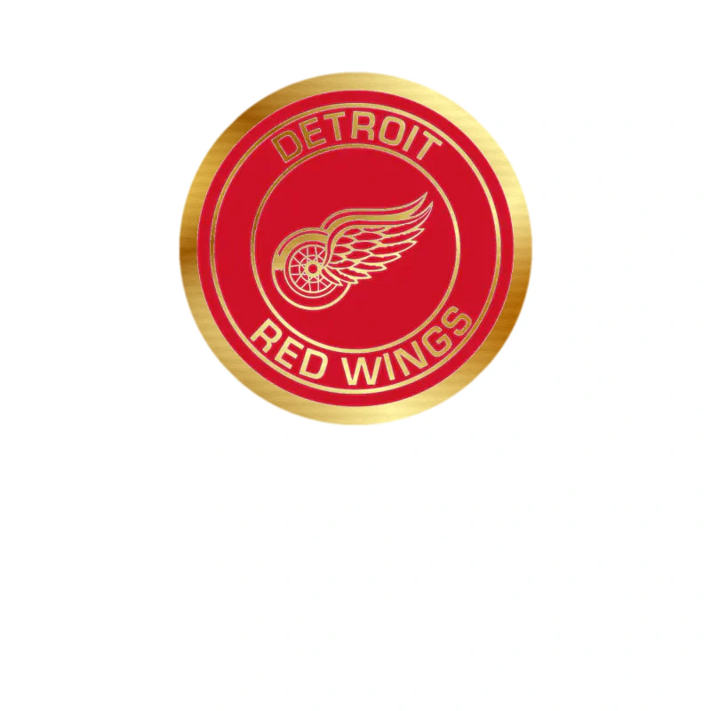 Detroit Red Wings - Circle With Name - Gold Chrome Vinyl Sticker - Custom Size