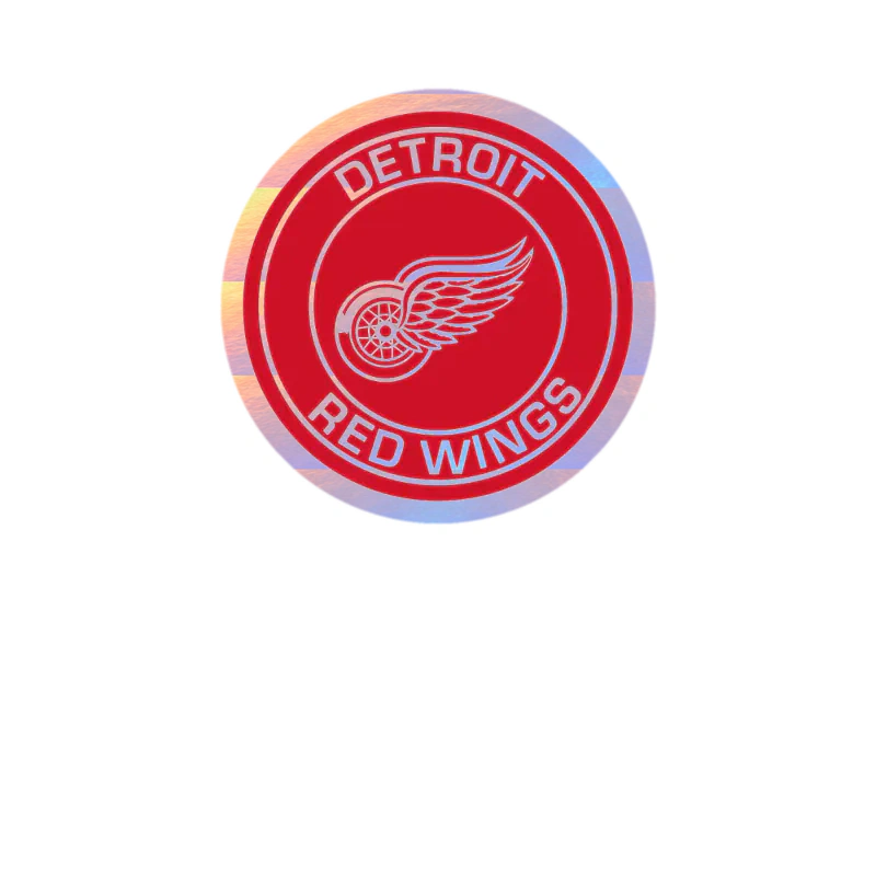 Detroit Red Wings - Circle With Name - Holographic Vinyl Sticker - Custom Size