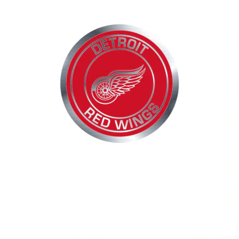 Detroit Red Wings - Circle With Name - Silver Chrome Vinyl Sticker - Custom Size