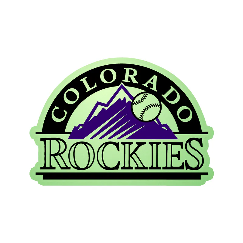 Colorado Rockies - Black and Purple With Mountains - Glow in the Dark Vinyl Sticker - Custom Size