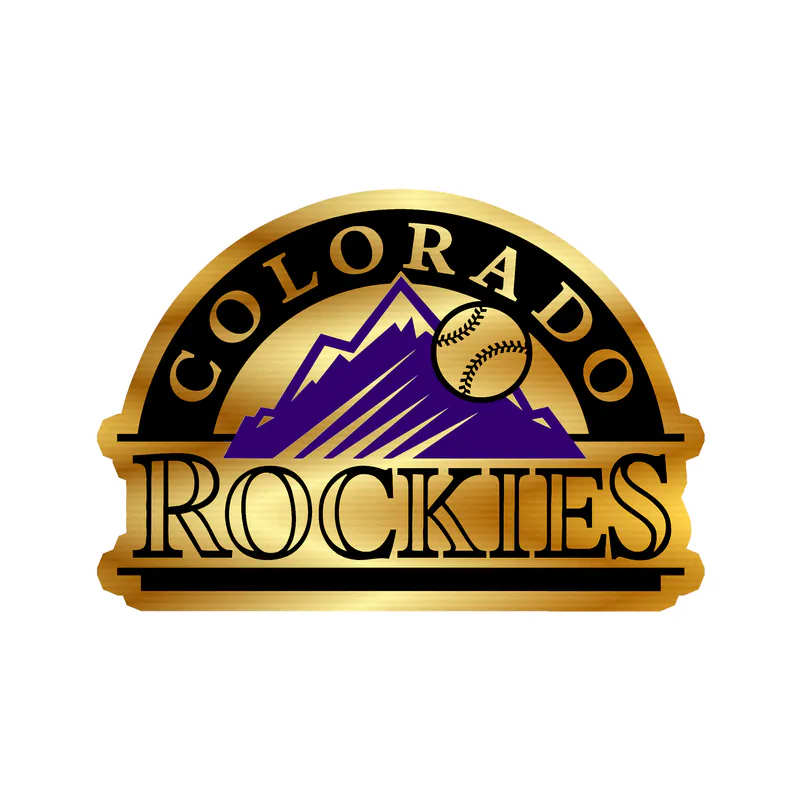 Colorado Rockies - Black and Purple With Mountains - Gold Chrome Vinyl Sticker - Custom Size