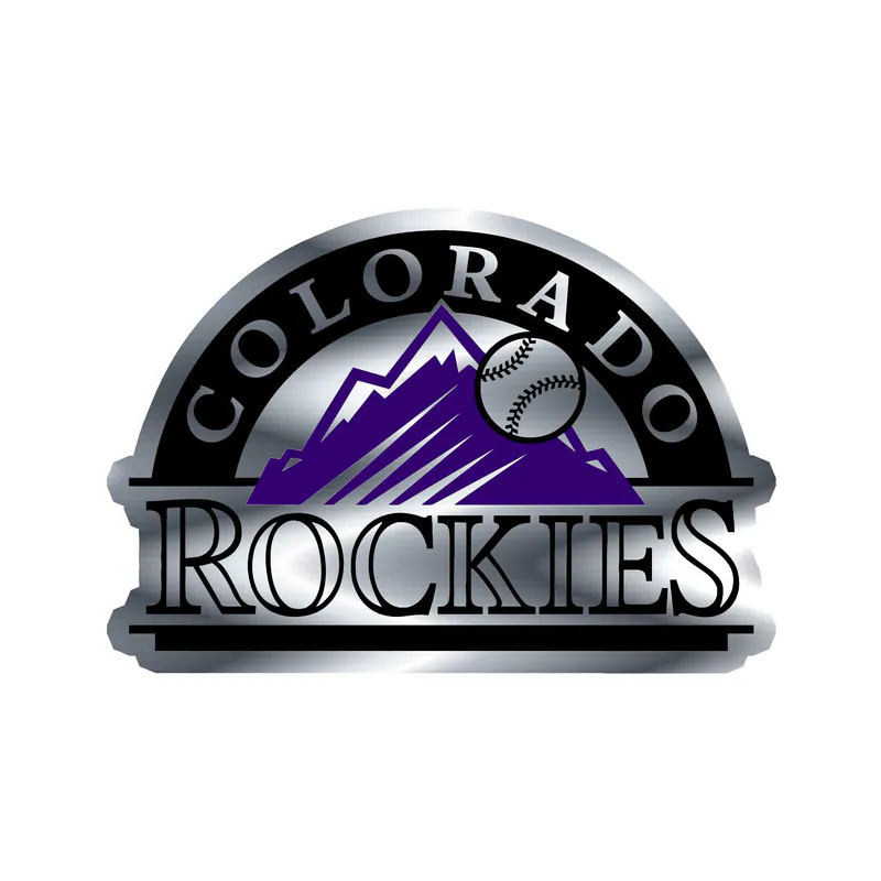Colorado Rockies - Black and Purple With Mountains - Silver Chrome Vinyl Sticker - Custom Size