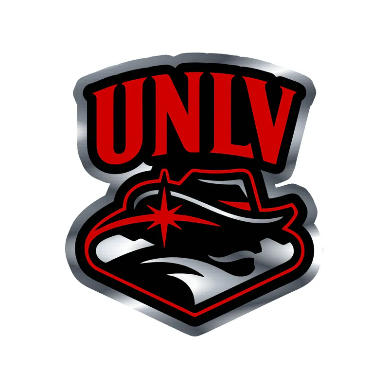 UNLV - New Logo With Name - Silver Chrome Vinyl Decal - Custom Size