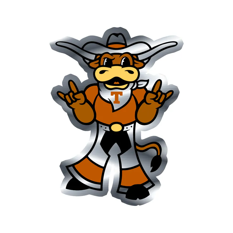 Texas Longhorns - Image 2 - Silver Chrome Vinyl Sticker - Custom Size