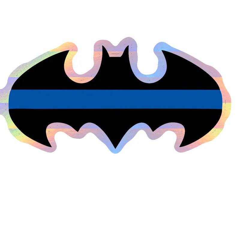Batman Blue Line Holographic Vinyl Decal - custom size