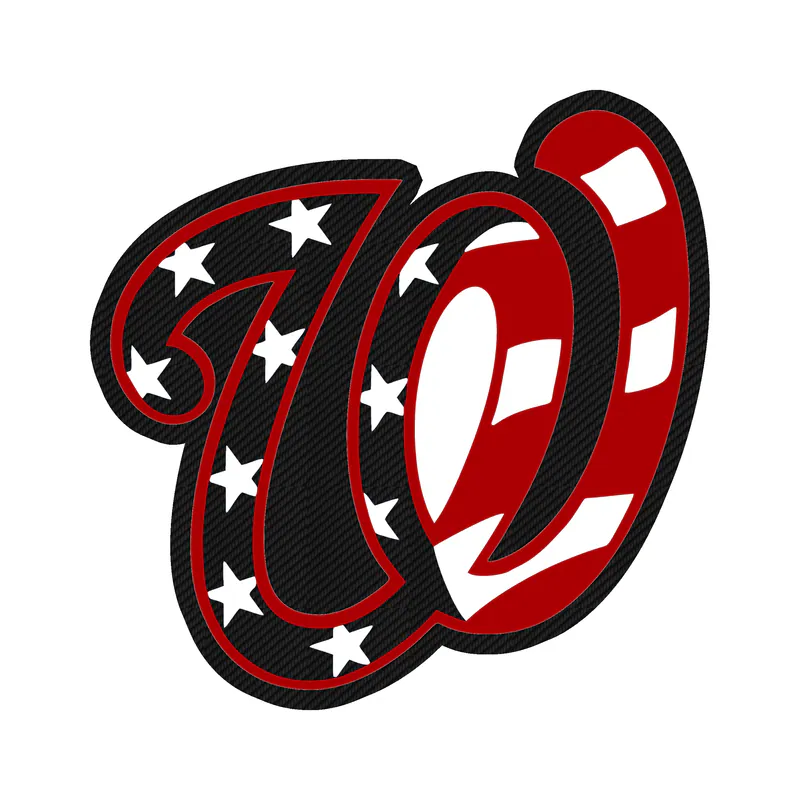 Washington Nationals - American Flag W - Carbon Fiber Vinyl Sticker - Custom Size