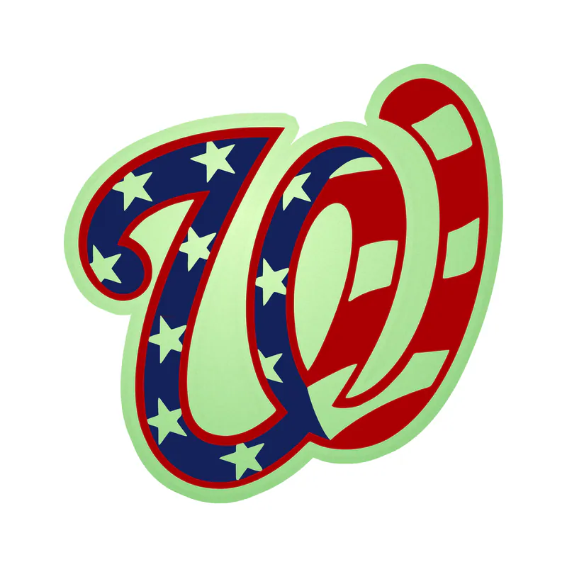 Washington Nationals - American Flag W - Glow in the Dark Vinyl Sticker - Custom Size