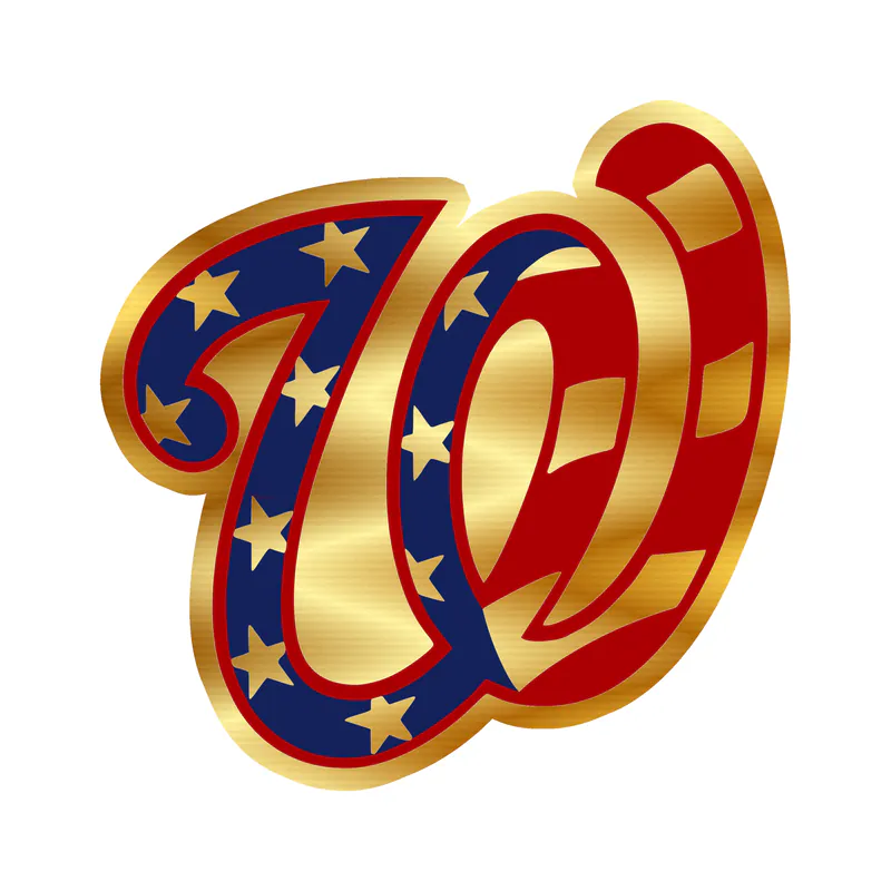 Washington Nationals - American Flag W - Gold Chrome Vinyl Sticker - Custom Size