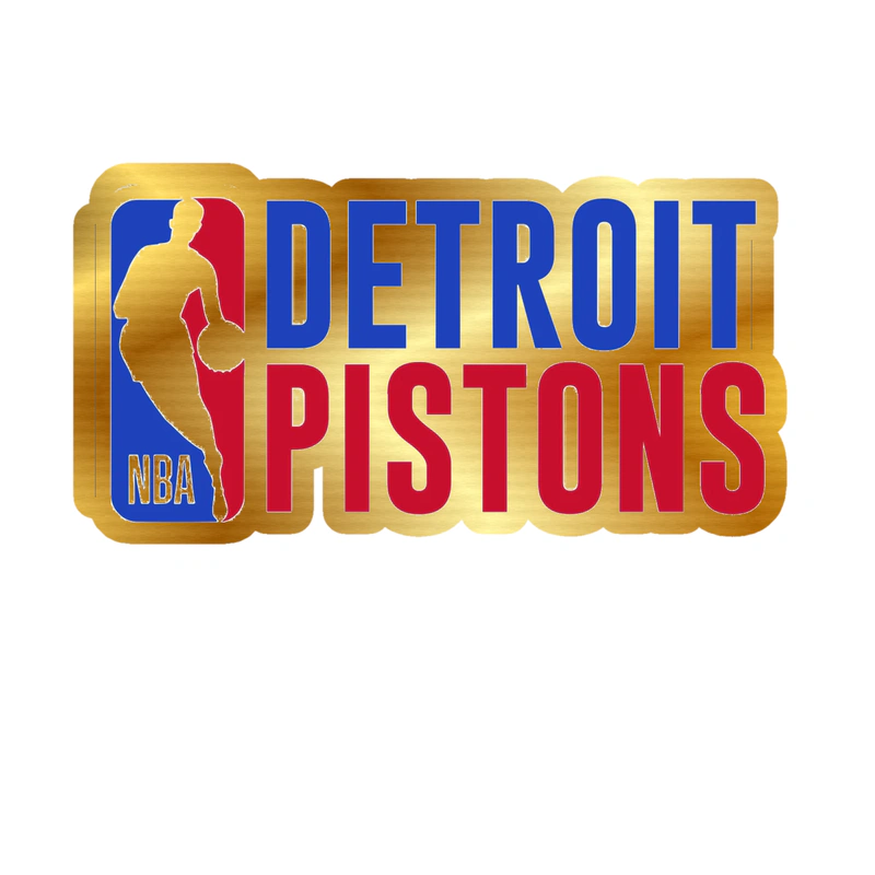 Detroit Pistons - Image 1 - Gold Chrome Vinyl Sticker - Custom Size