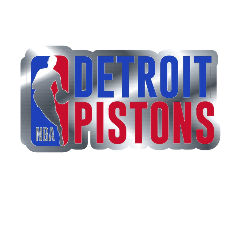 Detroit Pistons - Image 1 - Silver Chrome Vinyl Sticker - Custom Size