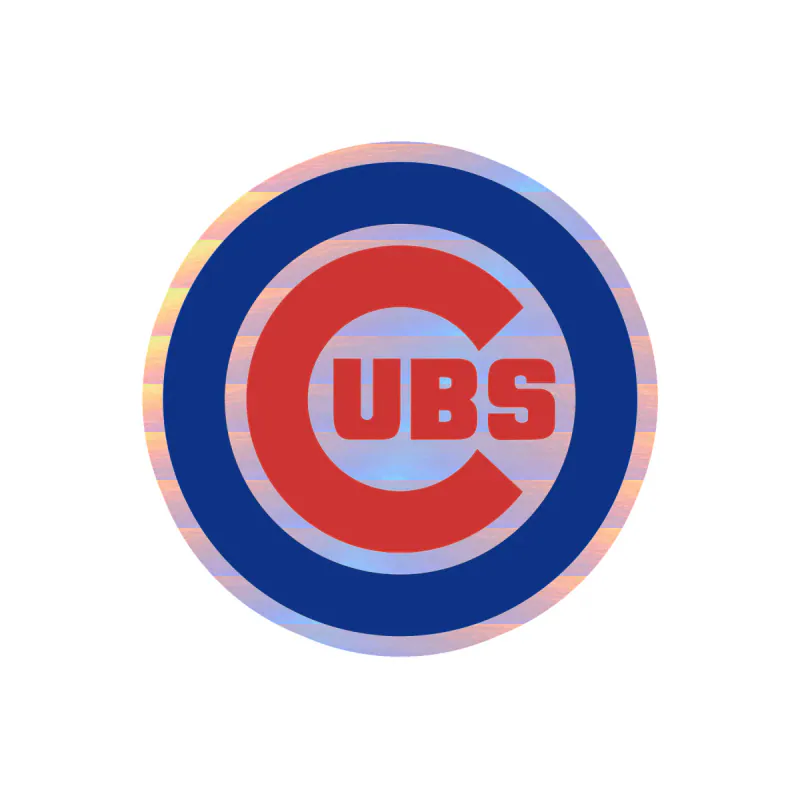 Chicago Cubs - Circle With Cubs In Middle - Holographic Vinyl Sticker - Custom Size