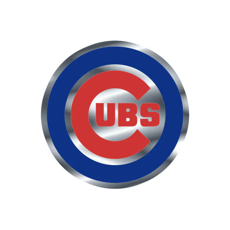 Chicago Cubs - Circle With Cubs In Middle - Silver Chrome Vinyl Sticker - Custom Size