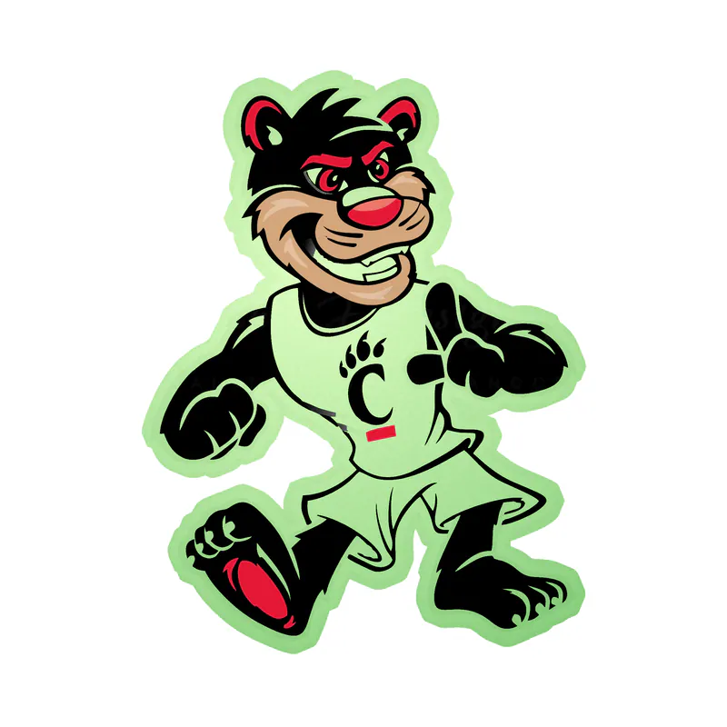 Cincinnati Bearcats - Standing Bearcat - Glow in the Dark Vinyl Decal
