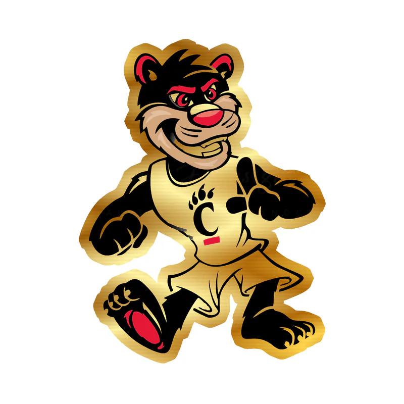 Cincinnati Bearcats - Standing Bearcat - Gold Chrome Vinyl Decal