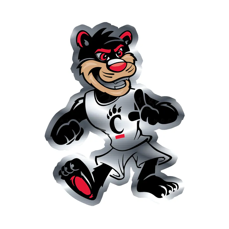 Cincinnati Bearcats - Standing Bearcat - Silver Chrome Vinyl Decal