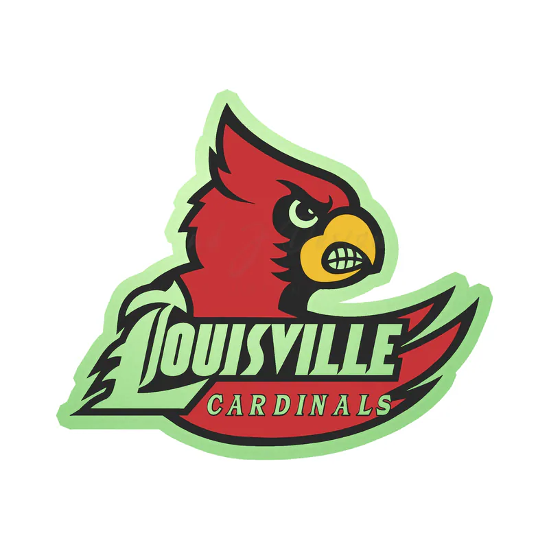 Louisville Cardinals - Cardinal with Lettering- Glow in the Dark Vinyl Decal