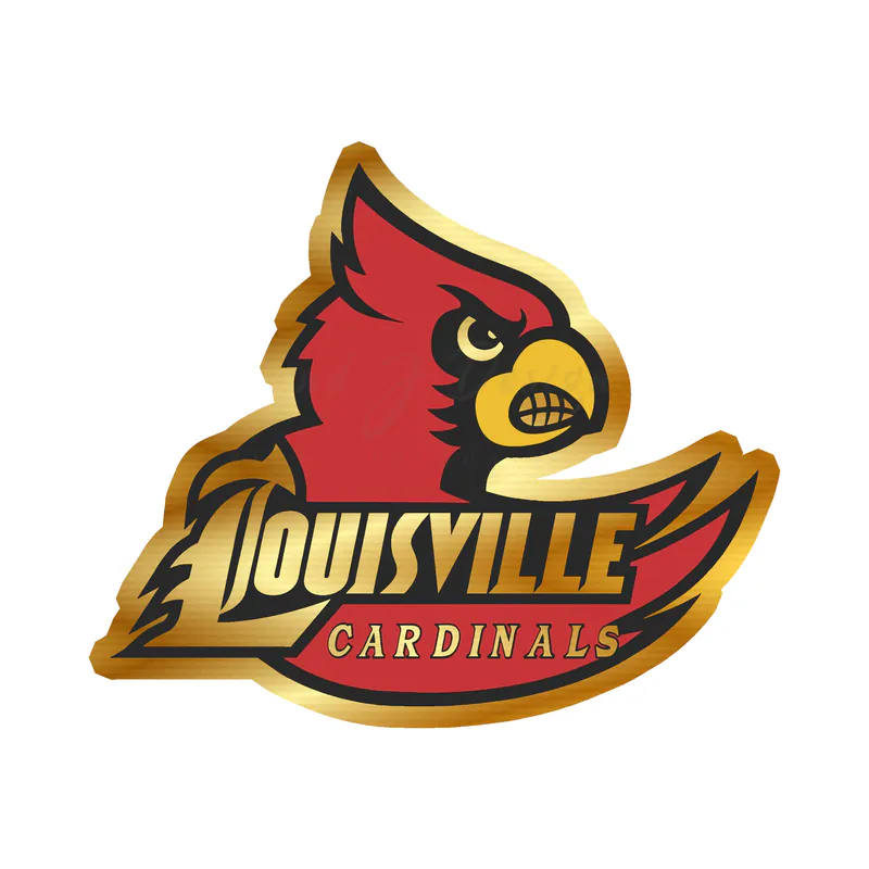 Louisville Cardinals - Cardinal with Lettering- Gold Chrome Vinyl Decal