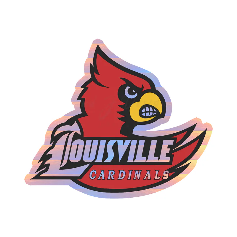Louisville Cardinals - Cardinal with Lettering- Holographic Vinyl Decal
