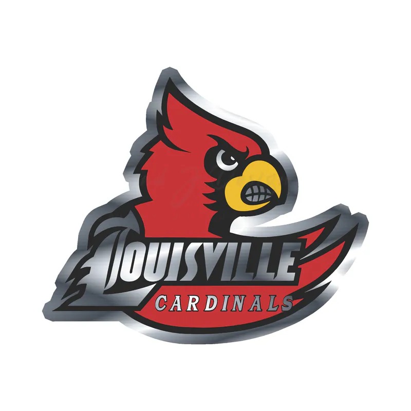 Louisville Cardinals - Cardinal with Lettering- Silver Chrome Vinyl Decal