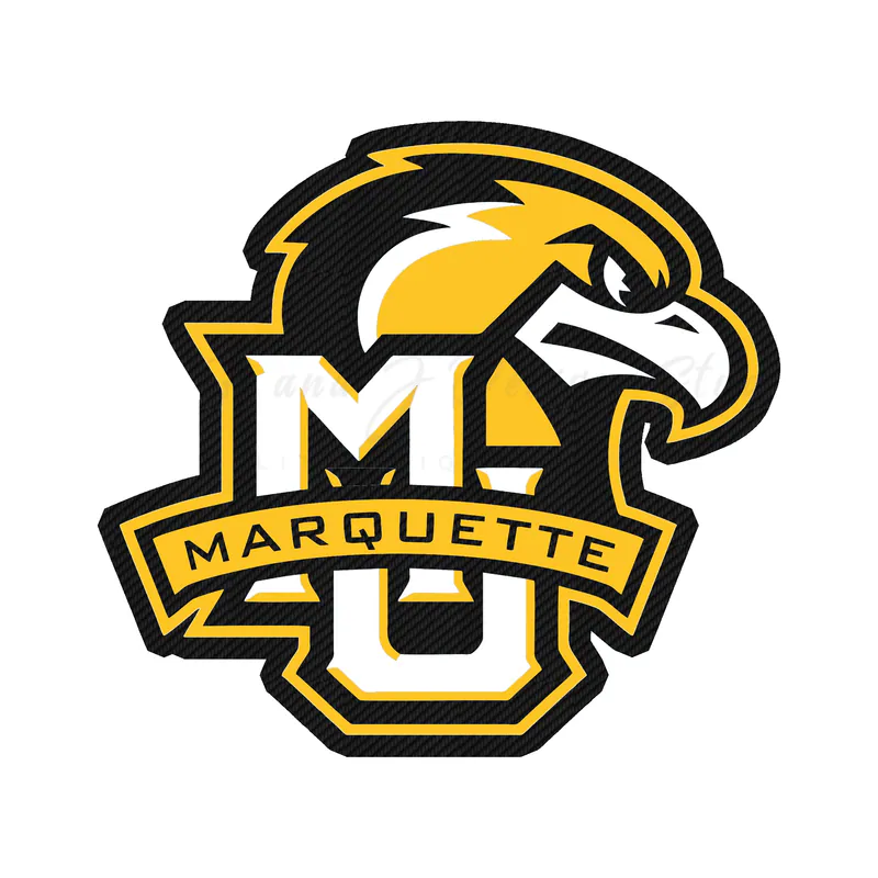 Marquette University - MU with Golden Eagle - Carbon Fiber Vinyl Decal