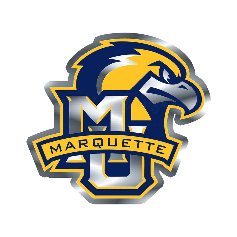 Marquette University - MU with Golden Eagle - Silver Chrome Vinyl Decal