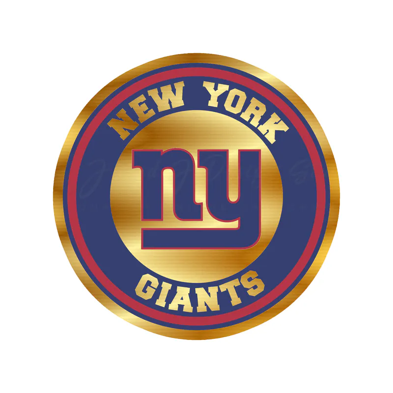 New York Giants - Round - Full Color - Gold Chrome Vinyl Sticker - Custom Size