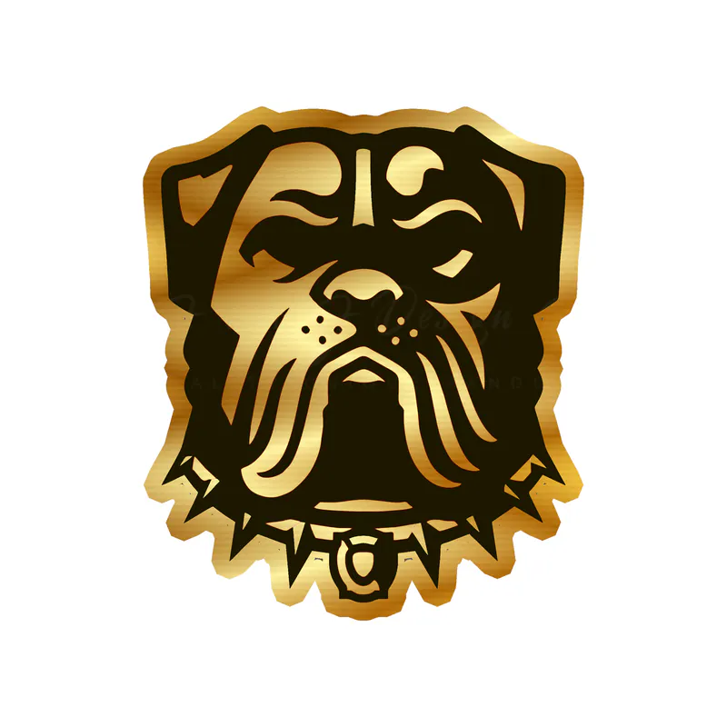 Cleveland Browns - 2023 Dawg Head - Full Color - Gold Chrome Vinyl Sticker - Custom Size