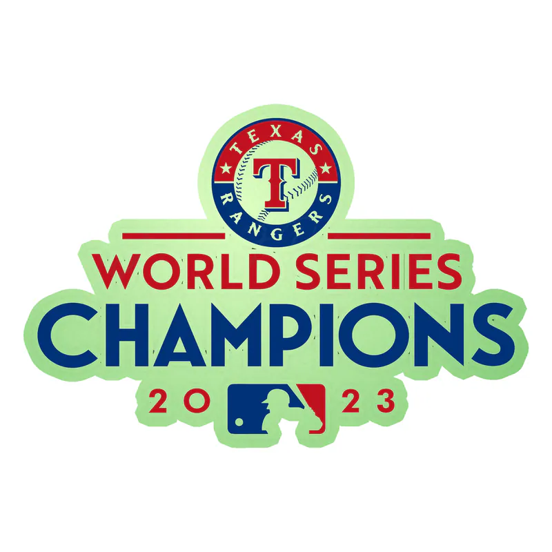 Texas Rangers - 2023 World Series Champions - Full Color - Image 1 - Glow in the Dark Vinyl Sticker - Custom Size