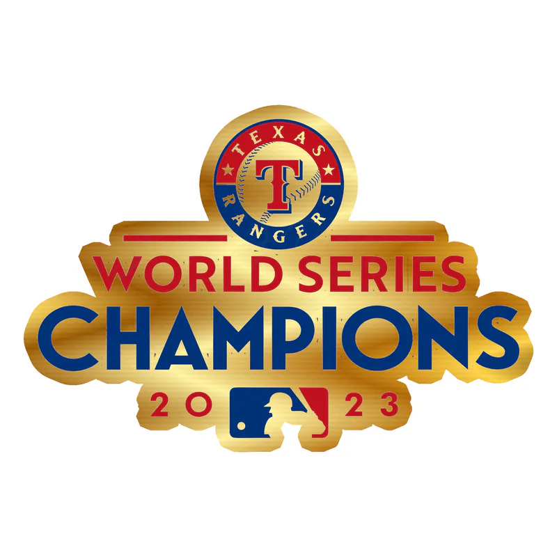 Texas Rangers - 2023 World Series Champions - Full Color - Image 1 - Gold Chrome Vinyl Sticker - Custom Size