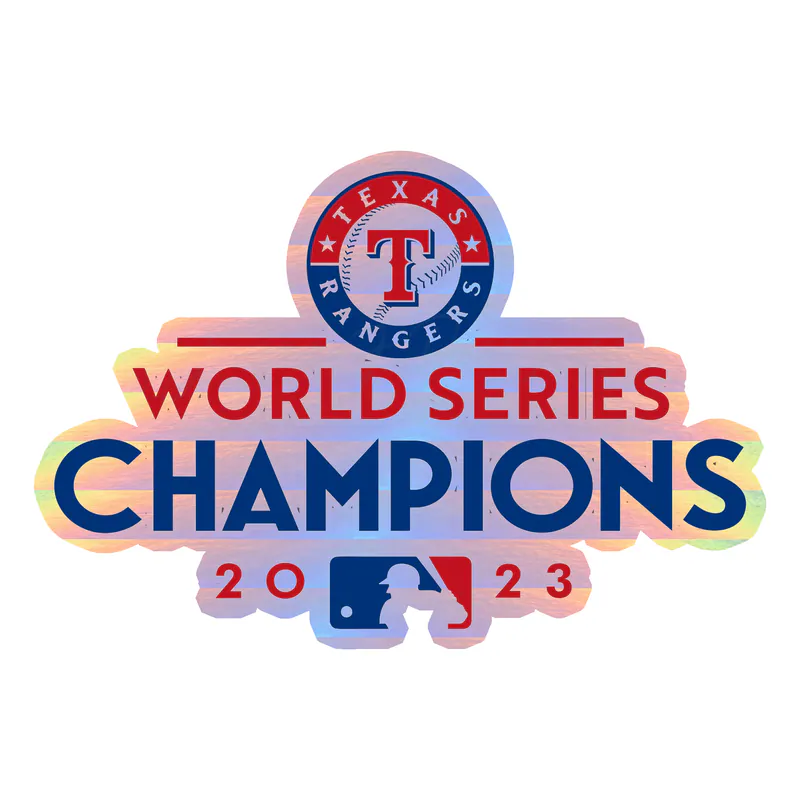Texas Rangers - 2023 World Series Champions - Full Color - Image 1 - Holographic Vinyl Sticker - Custom Size