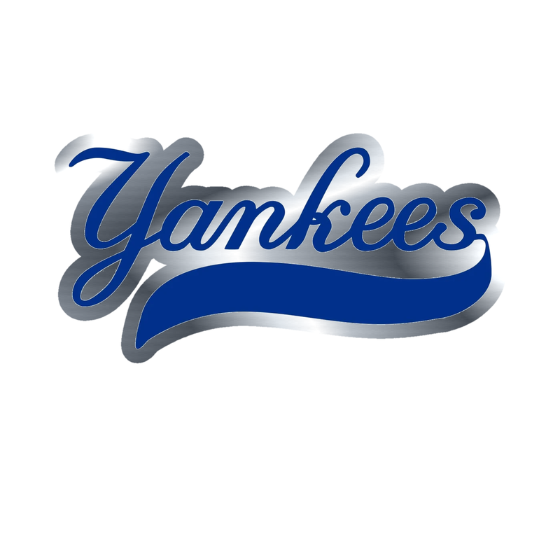 New York Yankees - Yankees Cursive - Silver Chrome Vinyl Sticker - Custom Size