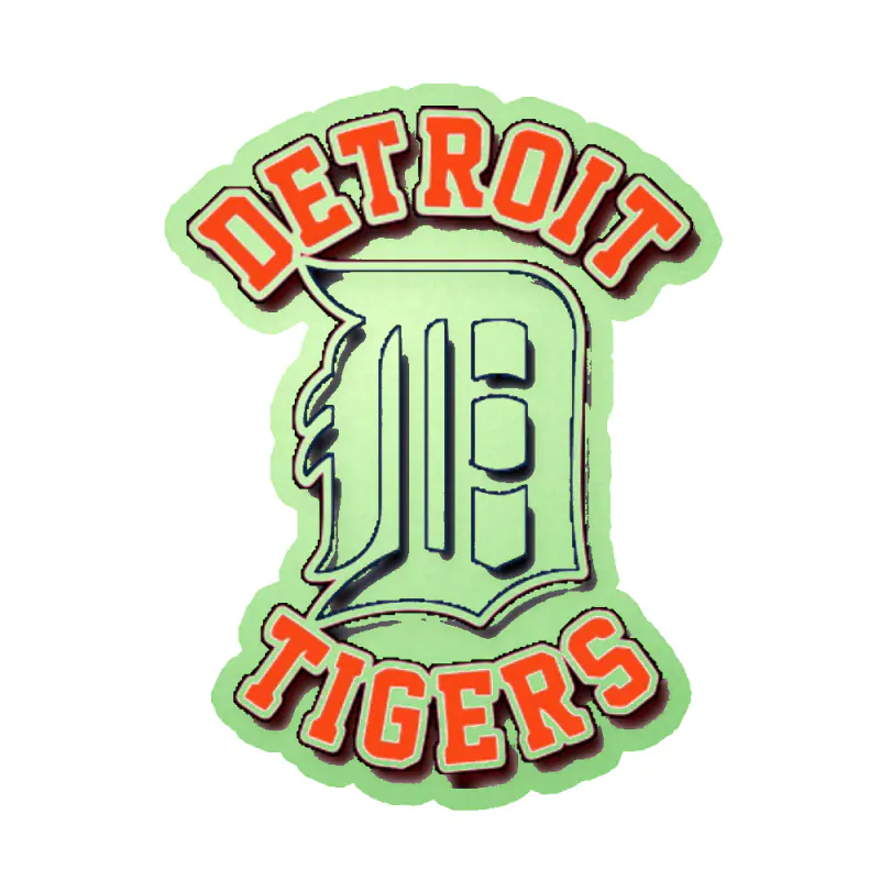 Detroit Tigers - D With Name - Glow in the Dark Vinyl Sticker - Custom Size