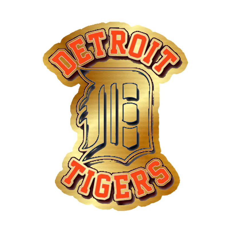 Detroit Tigers - D With Name - Gold Chrome Vinyl Sticker - Custom Size