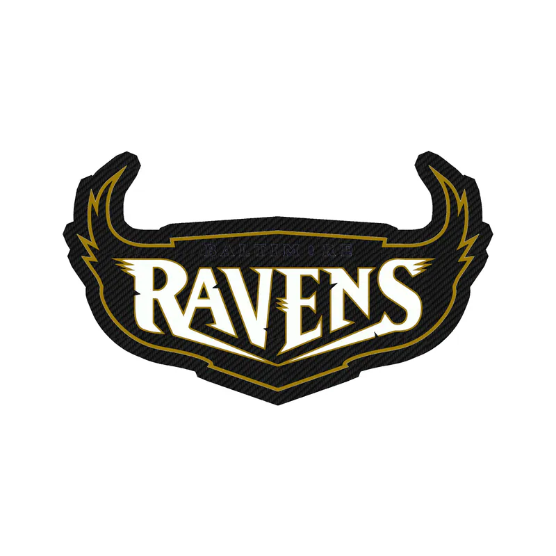Baltimore Ravens - Lettering with Wings - Carbon Fiber Vinyl Sticker - Custom Size