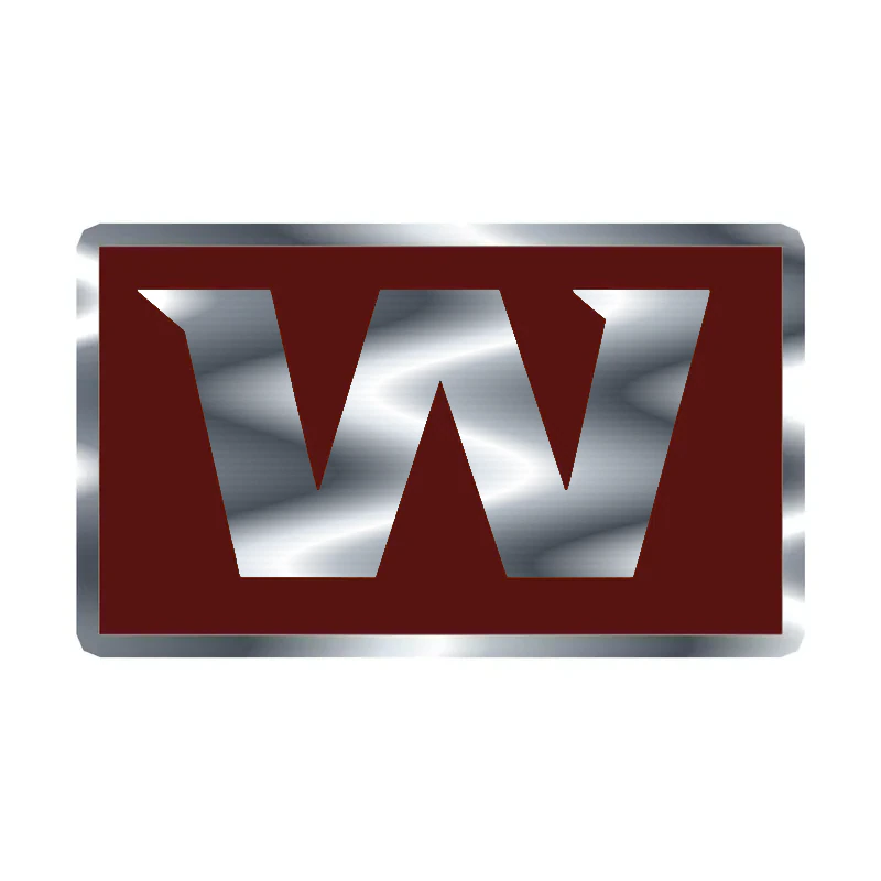 Washington Commanders - Burgundy Square- Silver Chrome Vinyl Sticker - Custom Size