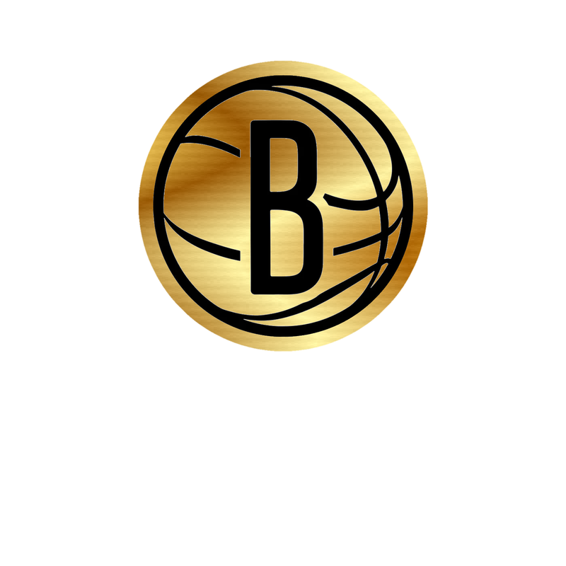 Brooklyn Nets - Basketball With B In Middle - Gold Chrome Vinyl Sticker - Custom Size