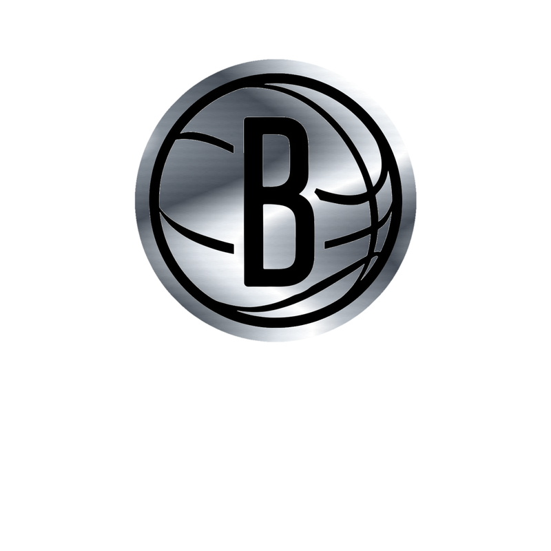Brooklyn Nets - Basketball With B In Middle - Silver Chrome Vinyl Sticker - Custom Size