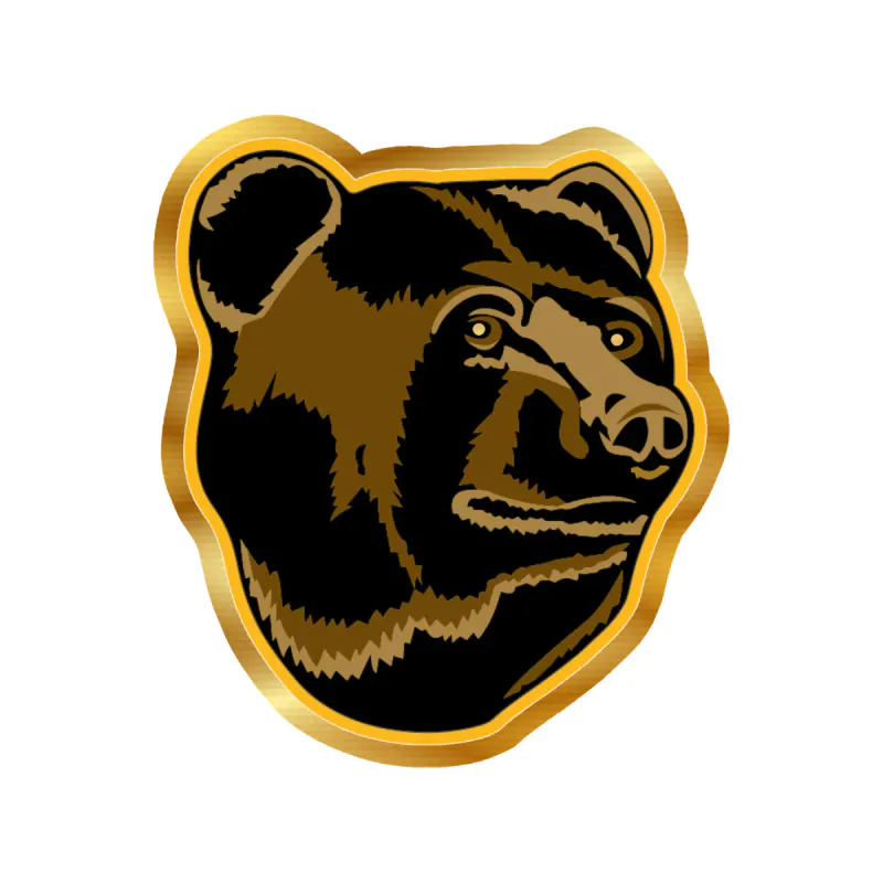 Boston Bruins - Bear's Head- Gold Chrome Vinyl Sticker - Custom Size