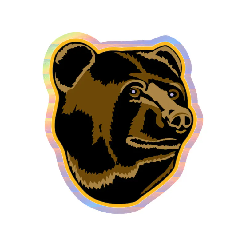 Boston Bruins - Bear's Head- Holographic Vinyl Sticker - Custom Size