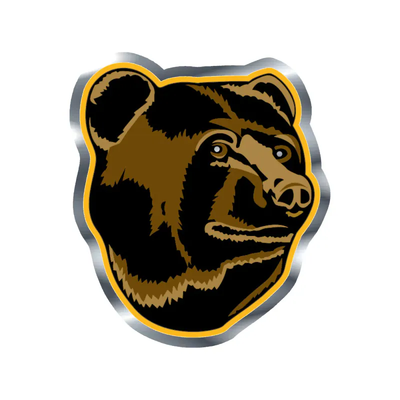 Boston Bruins - Bear's Head- Silver Chrome Vinyl Sticker - Custom Size