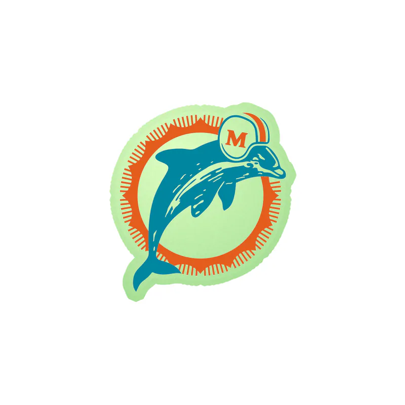Miami Dolphins - Circle - Image 3 - Glow in the Dark Vinyl Sticker - Custom Size