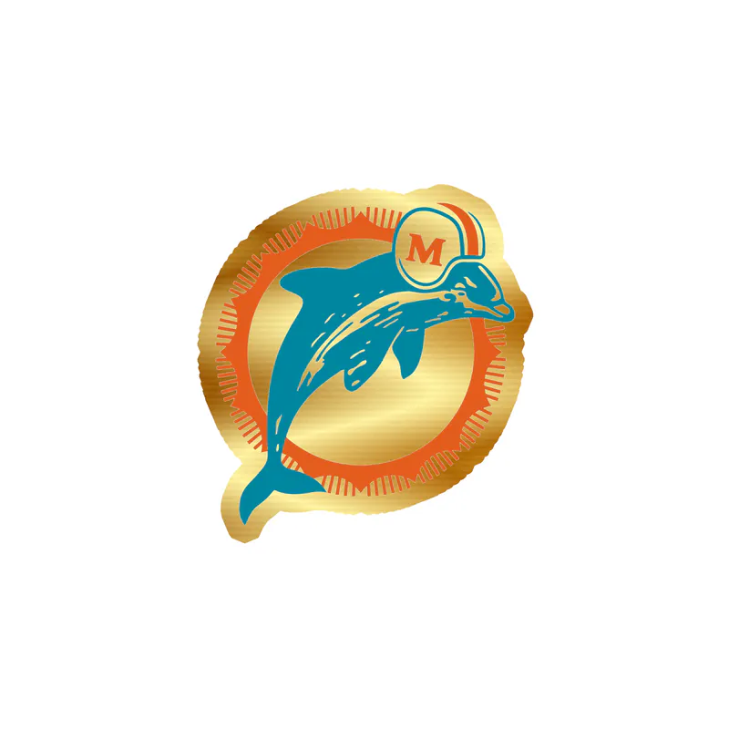 Miami Dolphins - Circle - Image 3 - Gold Chrome Vinyl Sticker - Custom Size