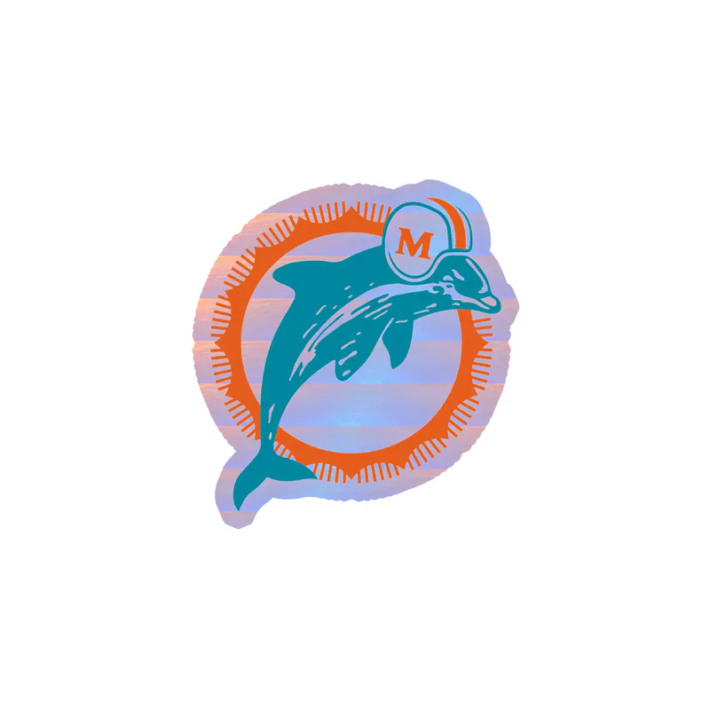 Miami Dolphins - Circle - Image 3 - Holographic Vinyl Sticker - Custom Size