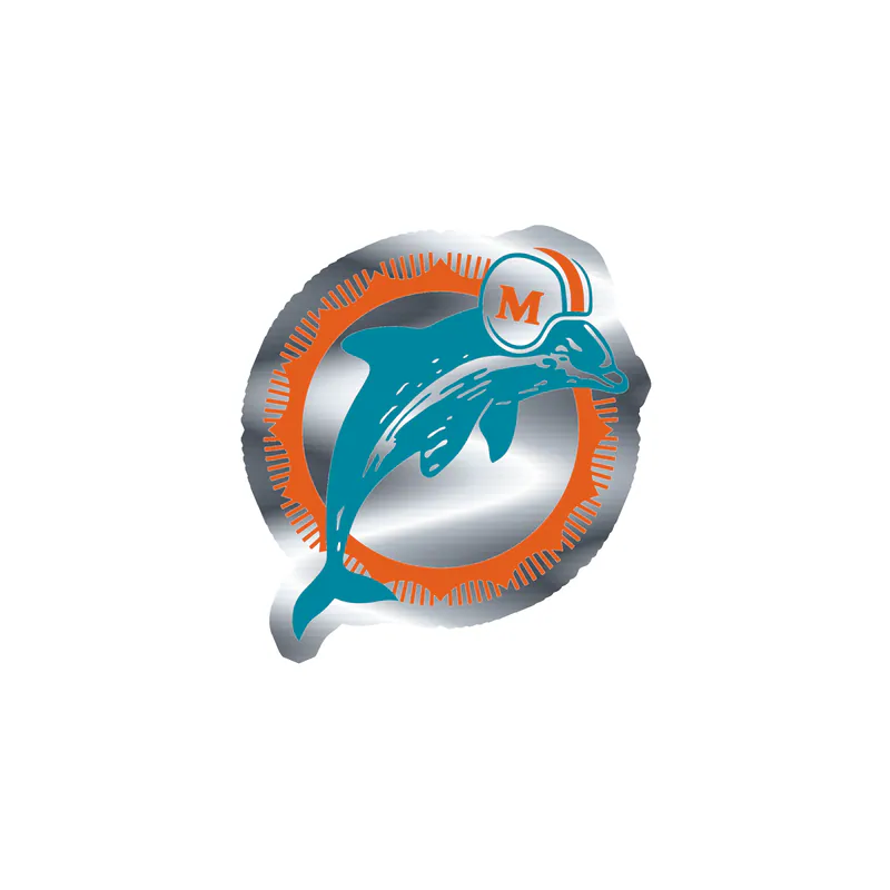 Miami Dolphins - Circle - Image 3 - Silver Chrome Vinyl Sticker - Custom Size