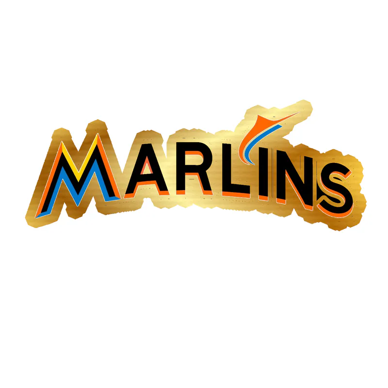 Miami Marlins - Marlins - Gold Chrome Vinyl Sticker - Custom Size
