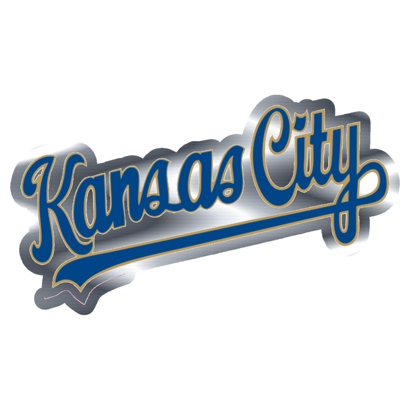 Kansas City Royals - Name Cursive - Silver Chrome Vinyl Sticker - Custom Size